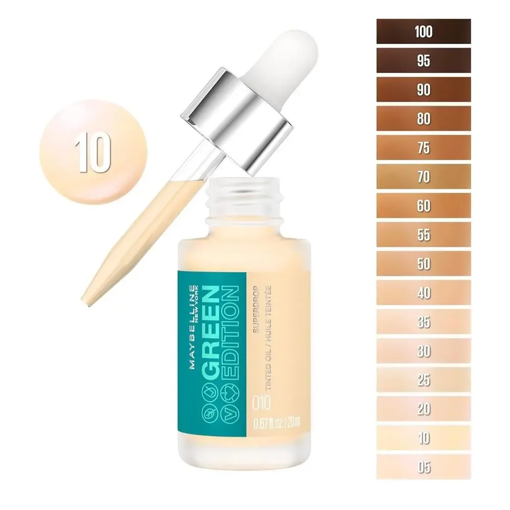 MAYBELLINE Green Edition #20 Super Drop Tinted Oil Makeup Foundation Bundle of 2